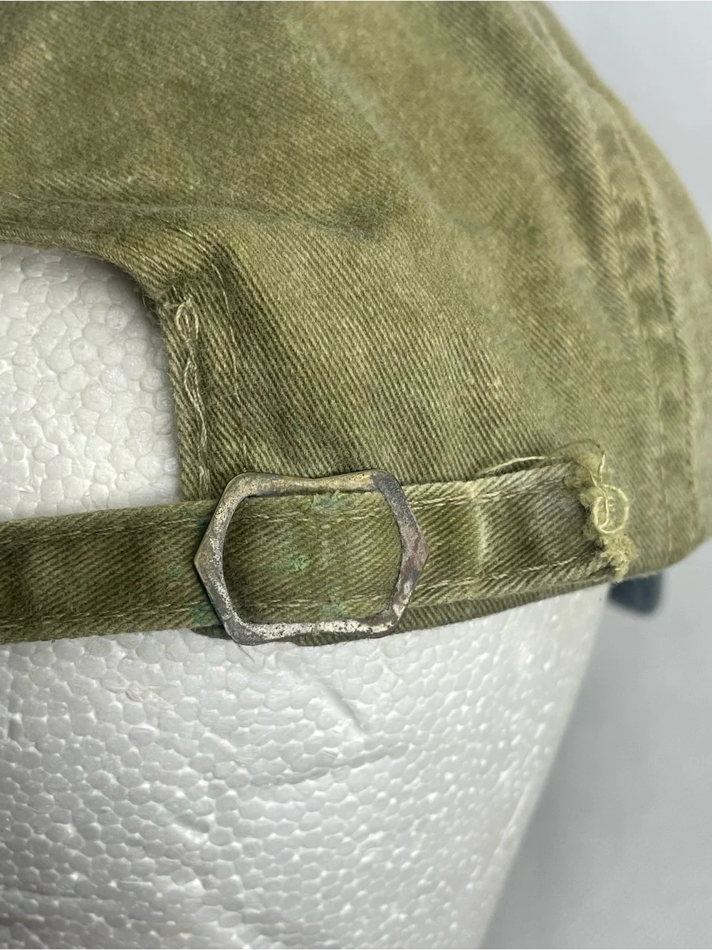 VTG NASA Insignia Embroidered Cotton Cap Plastic Lines Adjustable Snap Olive Hat